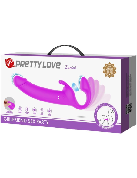 PRETTY LOVE - ZANINI DILDO STRAP-ON SIN ARNÉS 10 VIBRACIONES MORADO