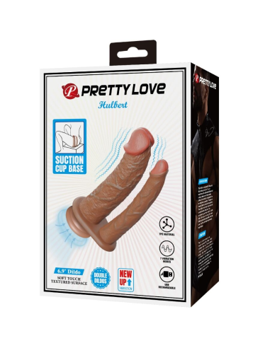 PRETTY LOVE - HULBERT DOBLE DILDO REALÍSTICO CON VIBRACIÓN MULATO