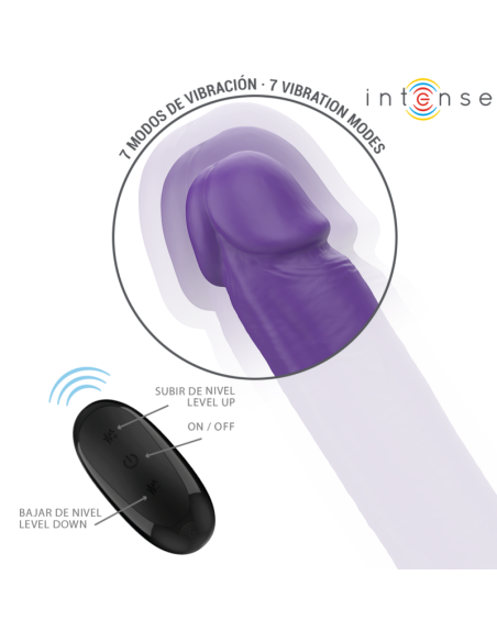 INTENSE - GUNTER DILDO DOBLE VIBRADOR 40 CM MORADO CONTROL REMOTO