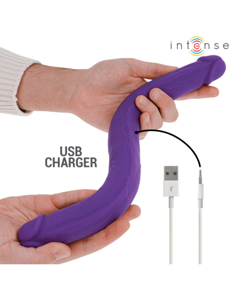INTENSE - GUNTER DILDO DOBLE VIBRADOR 40 CM MORADO CONTROL REMOTO