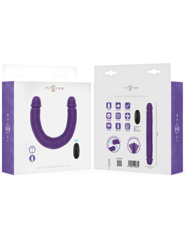 INTENSE - GUNTER DILDO DOBLE VIBRADOR 40 CM MORADO CONTROL REMOTO