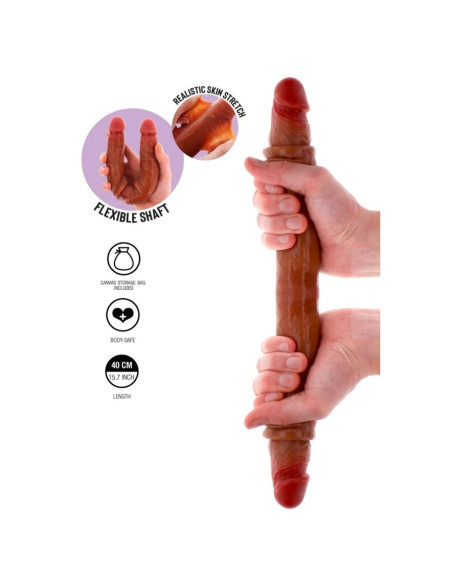GET REAL - DILDO DOBLE DONG DE SILICONA CARAMELO 40 CM