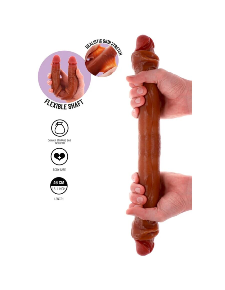 GET REAL - DILDO DOBLE DONG DE SILICONA CARAMELO 46 CM