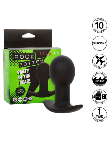 CALEXOTICS - ROCK BOTTOM PLUG ANAL 10 VIBRACIONES SILICONA NEGRO