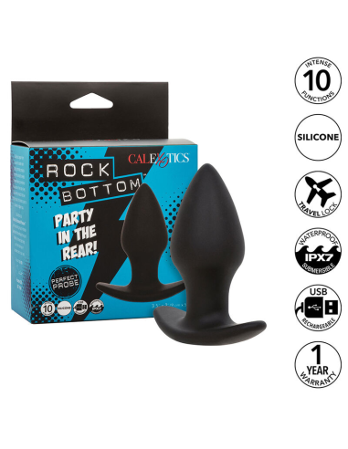 CALEXOTICS - ROCK BOTTOM PERFECT PLUG ANAL 10 VIBRACIONES SILICONA NEGRO