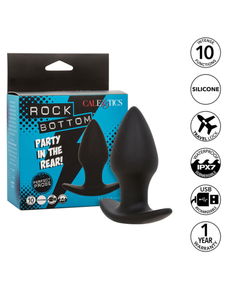 CALEXOTICS - ROCK BOTTOM PERFECT PLUG ANAL 10 VIBRACIONES SILICONA NEGRO