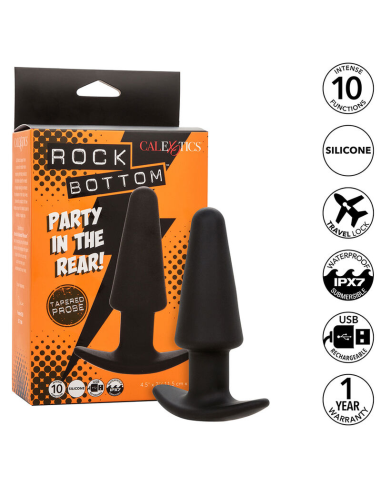CALEXOTICS - ROCK BOTTOM PLUG ANAL CÓNICO 10 VIBRACIONES SILICONA NEGRO