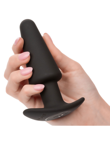 CALEXOTICS - ROCK BOTTOM PLUG ANAL CÓNICO 10 VIBRACIONES SILICONA NEGRO