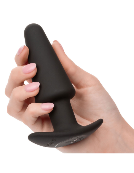 CALEXOTICS - ROCK BOTTOM PLUG ANAL CÓNICO 10 VIBRACIONES SILICONA NEGRO