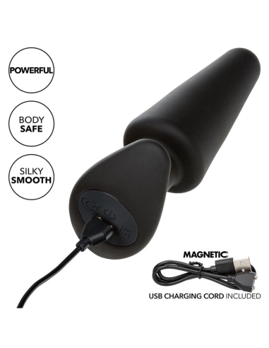 CALEXOTICS - ROCK BOTTOM PLUG ANAL CÓNICO 10 VIBRACIONES SILICONA NEGRO