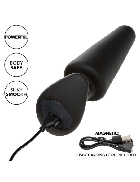 CALEXOTICS - ROCK BOTTOM PLUG ANAL CÓNICO 10 VIBRACIONES SILICONA NEGRO