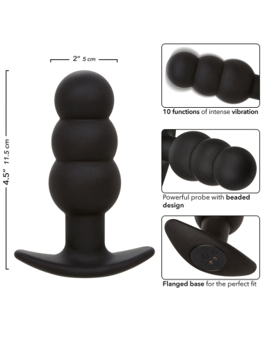 CALEXOTICS - ROCK BOTTOM PLUG ANAL CON CUENTAS 10 VIBRACIONES SILICONA NEGRO