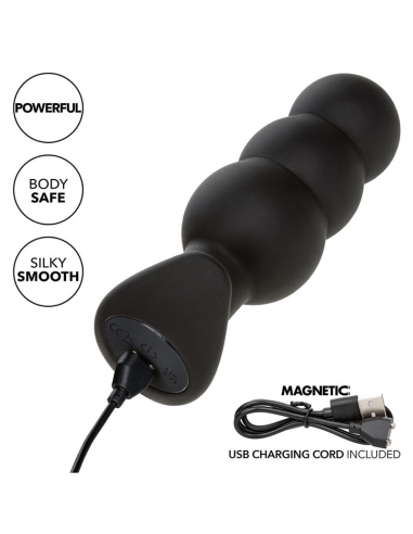 CALEXOTICS - ROCK BOTTOM PLUG ANAL CON CUENTAS 10 VIBRACIONES SILICONA NEGRO