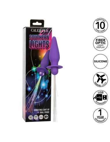 CALEXOTICS - SOUTHERN LIGHTS LIGHT UP PLUG ANAL CON LUCES 10 VIBRACIONES SILICONA VIOLETA