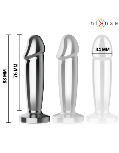 INTENSE - PLUG ANAL 10 VIBRACIONES METAL EN FORMA DE DILDO CON CONTROL REMOTO S