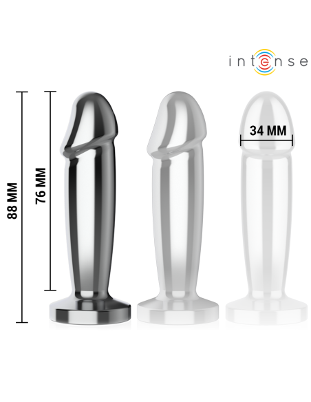 INTENSE - PLUG ANAL 10 VIBRACIONES METAL EN FORMA DE DILDO CON CONTROL REMOTO S