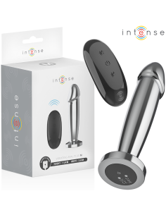 INTENSE - PLUG ANAL 10 VIBRACIONES METAL EN FORMA DE DILDO CON CONTROL REMOTO M