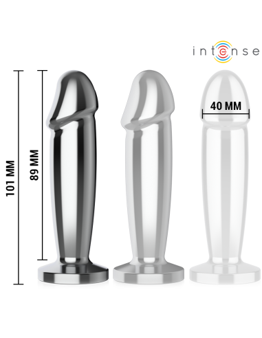 INTENSE - PLUG ANAL 10 VIBRACIONES METAL EN FORMA DE DILDO CON CONTROL REMOTO M