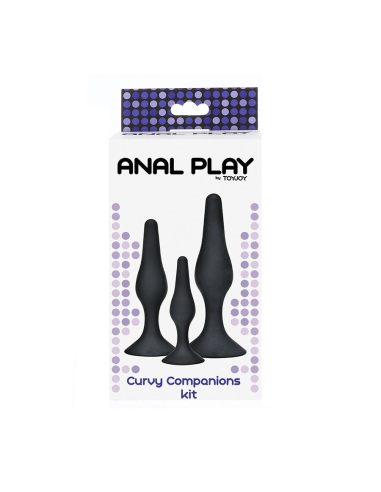 TOYJOY - ANAL PLAY CURVY COMPANIONS PLUG ANAL 3 PIEZAS NEGRO