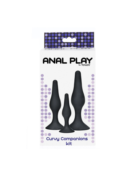TOYJOY - ANAL PLAY CURVY COMPANIONS PLUG ANAL 3 PIEZAS NEGRO
