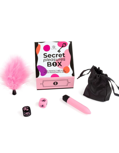 SECRET PLAY - CAJA DE PLACERES PARA PAREJAS DADOS BALA VIBRADORA PLUMERO