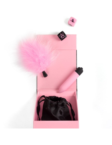 SECRET PLAY - CAJA DE PLACERES PARA PAREJAS DADOS BALA VIBRADORA PLUMERO
