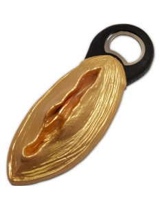 DIABLO PICANTE - ABRIDOR NEGRO CON FORMA VAGINA DORADO