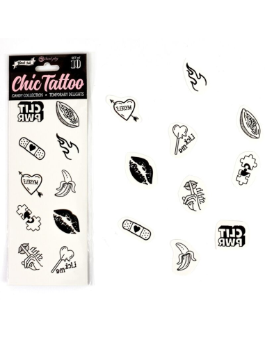 SECRET PLAY - SET DE 10 TATTOOS TEMPORALES CANDY COLLECTION
