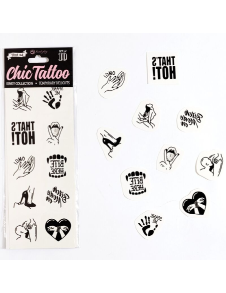 SECRET PLAY - SET DE 10 TATTOOS TEMPORALES KINKY COLLECTION