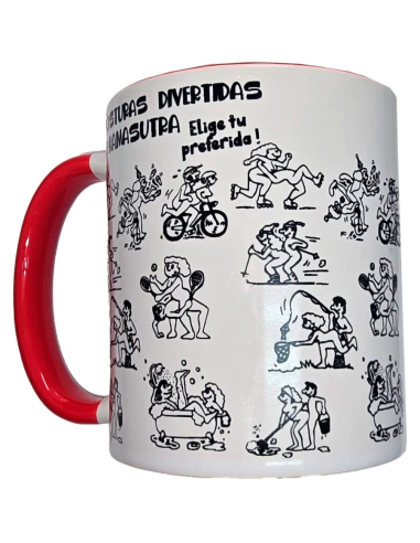 DIABLO PICANTE - TAZA BLANCA POSTURAS KAMASUTRA and ASA ROJA 370 ML