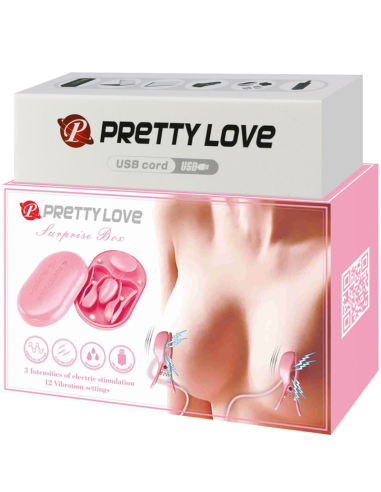 PRETTY LOVE - SURPRISE BOX PINZAS ELECTRO ESTIMULACION ROSA