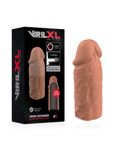 VIRILXL - EXTENSIÓN DE PENE LIQUID SILICONE V3 MARRÓN