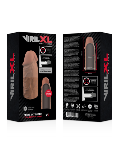 VIRILXL - EXTENSIÓN DE PENE LIQUID SILICONE V3 MARRÓN