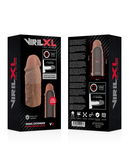 VIRILXL - EXTENSIÓN DE PENE LIQUID SILICONE V3 MARRÓN