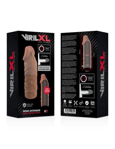 VIRILXL - EXTENSIÓN DE PENE LIQUID SILICONE V5 MARRÓN