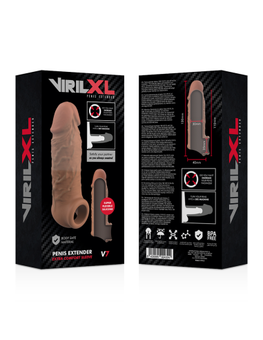 VIRILXL - EXTENSIÓN DE PENE LIQUID SILICONE V7 MARRÓN