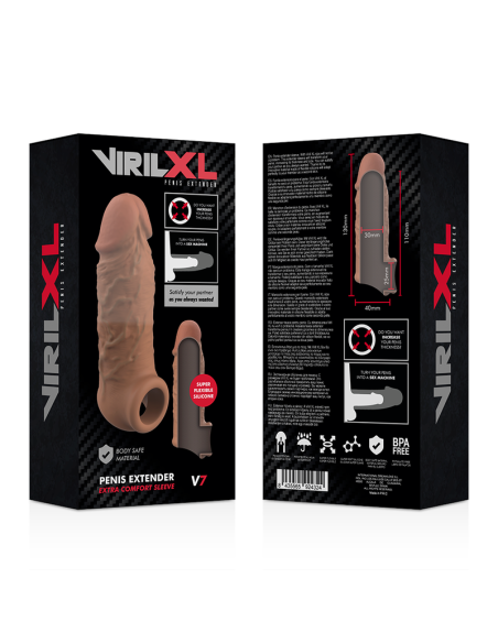 VIRILXL - EXTENSIÓN DE PENE LIQUID SILICONE V7 MARRÓN