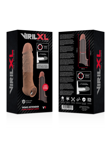 VIRILXL - EXTENSIÓN DE PENE LIQUID SILICONE V9 MARRÓN