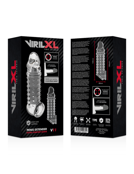 VIRILXL - EXTENSION Y FUNDA DE PENE V11 TRANSPARENTE