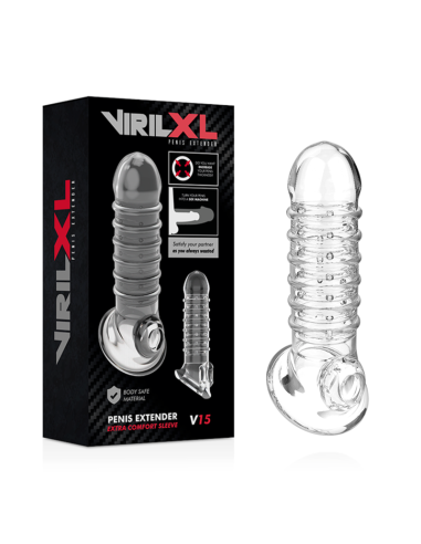 VIRILXL - EXTENSION Y FUNDA DE PENE V15 TRANSPARENTE