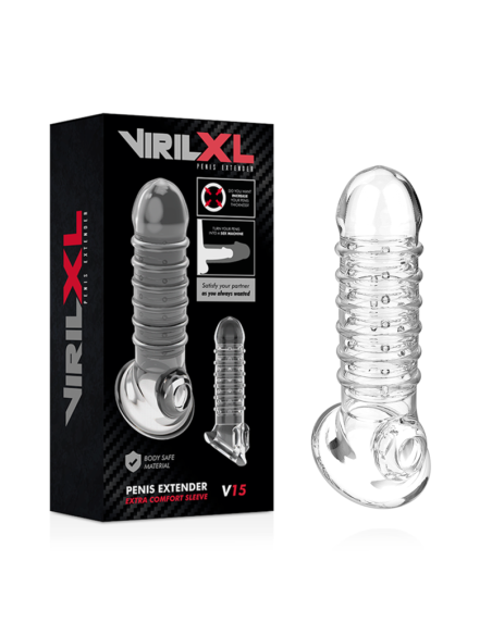 VIRILXL - EXTENSION Y FUNDA DE PENE V15 TRANSPARENTE