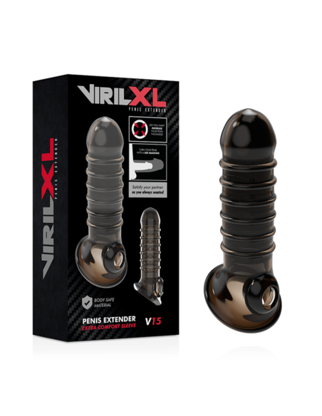 VIRILXL - EXTENSION Y FUNDA DE PENE V15 NEGRO