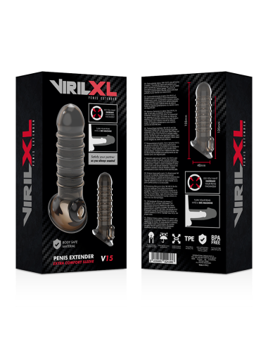 VIRILXL - EXTENSION Y FUNDA DE PENE V15 NEGRO
