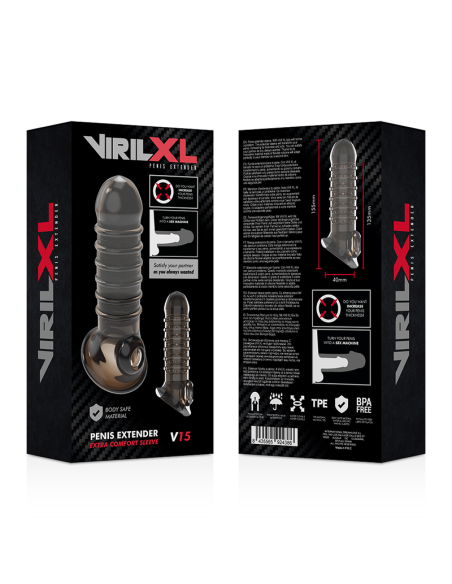 VIRILXL - EXTENSION Y FUNDA DE PENE V15 NEGRO