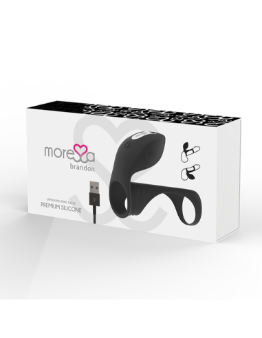 MORESSA - Brandon: Anillo Vibrador Masculino con Estimulación Clitorial y Funda Engrosadora