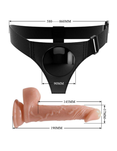 PRETTY LOVE - HARNESS BRIEFS ARNÉS UNIVERSAL CON DILDO KEVIN 19 CM NATURAL