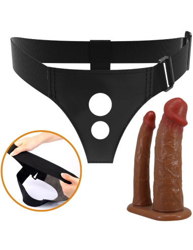 PRETTY LOVE - KEAVEN HARNESS BRIEFS UNIVERSAL and COMFORTABLE DOBLE DILDO