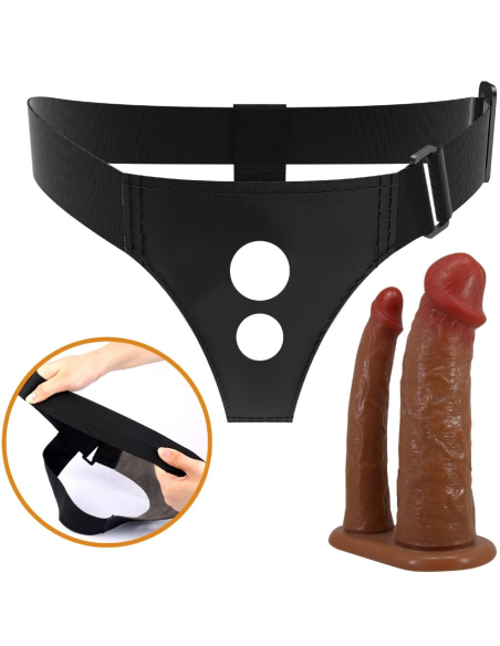 PRETTY LOVE - KEAVEN HARNESS BRIEFS UNIVERSAL and COMFORTABLE DOBLE DILDO