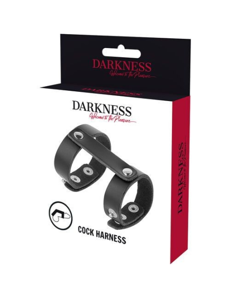 DARKNESS Anillo Pene y Testículos Ajustable de Cuero | Pasión y Placer Sin Fin