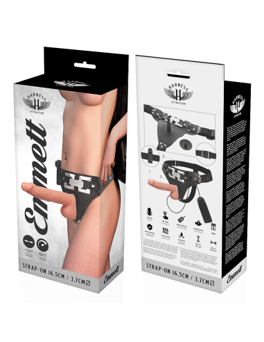 HARNESS ATTRACTION - ARNÉS EMMETT REALÍSTICO VIBRADOR 16.5 CM -O- 3.7 CM